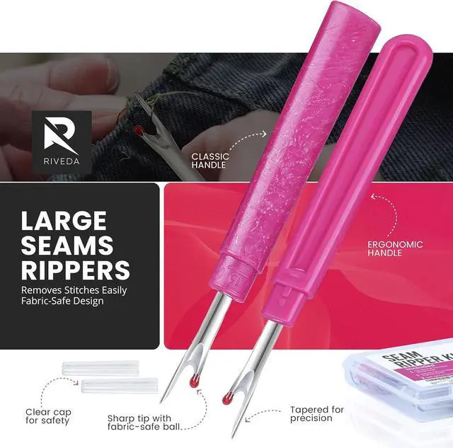 Alt view image 3 of 7 - Seam Ripper Kit 7 Pcs - 1 Large, 1 Ergonomic, 2 Small Seam Rippers, Thread Cutter, Scissor, Measuring Tape - Sewing Accessories for Notions Quilting Crafts