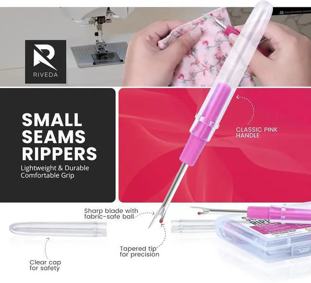 Alt view image 4 of 7 - Seam Ripper Kit 7 Pcs - 1 Large, 1 Ergonomic, 2 Small Seam Rippers, Thread Cutter, Scissor, Measuring Tape - Sewing Accessories for Notions Quilting Crafts