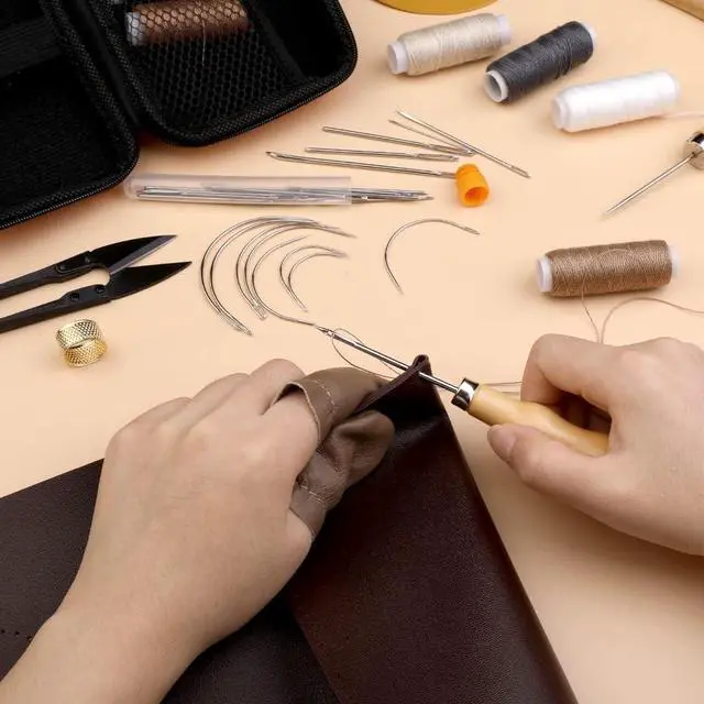 Alt view image 7 of 7 - ZXIIXZ 40 Pcs Sewing Kit, Heavy Duty Sewing Kit for Adults | Leather Working Kits with 8 Colors Upholstery Thread, Upholstery Needles, Scratch Awl for Carseat, Backpack, Shoes