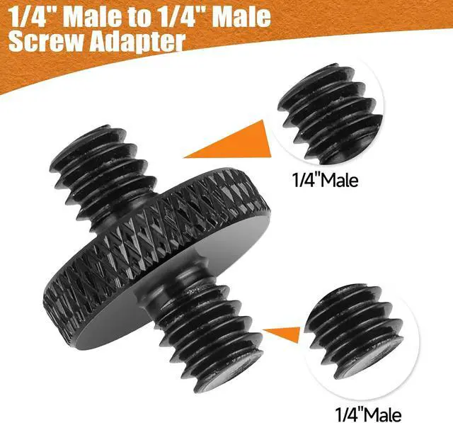 Alt view image 2 of 7 - 1/4" Male to 1/4" Male Tripod Screw, 4 PCS Standard Camera Cage Mount Threaded Light Stand Screw, Double Head Converter Precision Made for Shoulder Rig Stud Mounting Accessories