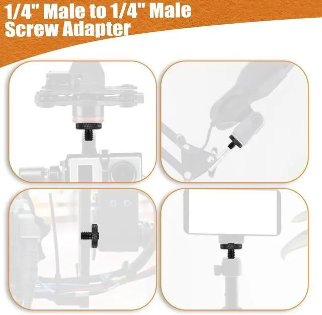 Alt view image 4 of 7 - 1/4" Male to 1/4" Male Tripod Screw, 4 PCS Standard Camera Cage Mount Threaded Light Stand Screw, Double Head Converter Precision Made for Shoulder Rig Stud Mounting Accessories