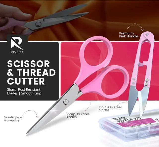 Alt view image 5 of 7 - Seam Ripper Kit 7 Pcs - 1 Large, 1 Ergonomic, 2 Small Seam Rippers, Thread Cutter, Scissor, Measuring Tape - Sewing Accessories for Notions Quilting Crafts