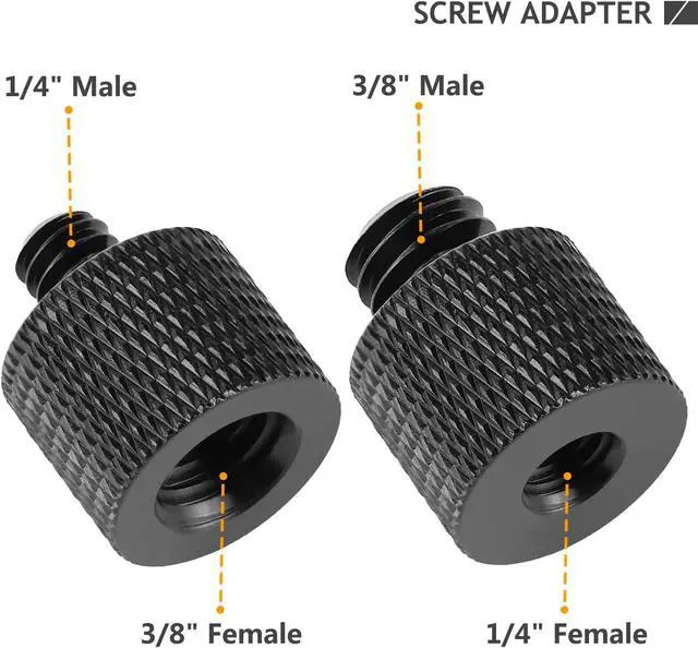 Alt view image 2 of 6 - 1/4 to 3/8 & 3/8 to 1/4 Camera Tripod Adapter - Male to Female Screw for Camera, Mount, Monitor
