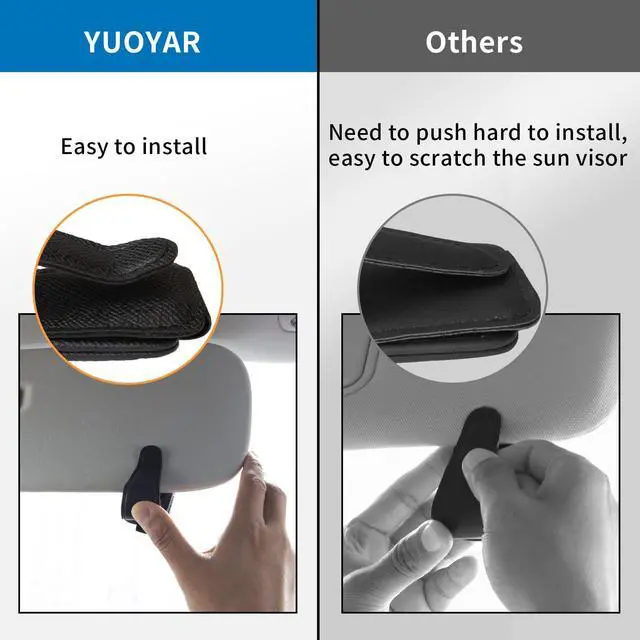 Alt view image 3 of 7 - Yuoyar 2 Packs Magnetic Sunglass Holder for Car Visor (Black) | Magnetic Interior Car Accessories