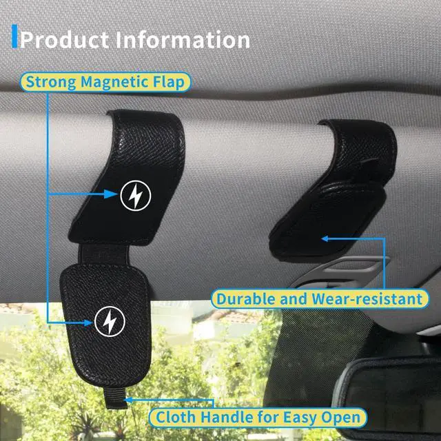 Alt view image 4 of 7 - Yuoyar 2 Packs Magnetic Sunglass Holder for Car Visor (Black) | Magnetic Interior Car Accessories
