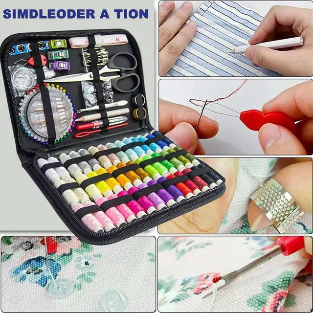 Alt view image 4 of 7 - JUNING Sewing Kit with Black Case Portable Sewing Supplies for for Mom Grandma Women Men Teen Girls Boys Adults Beginner, Home Travel, Emergency, 42 Threads, Scissors, Needles, Measuring Tape and More