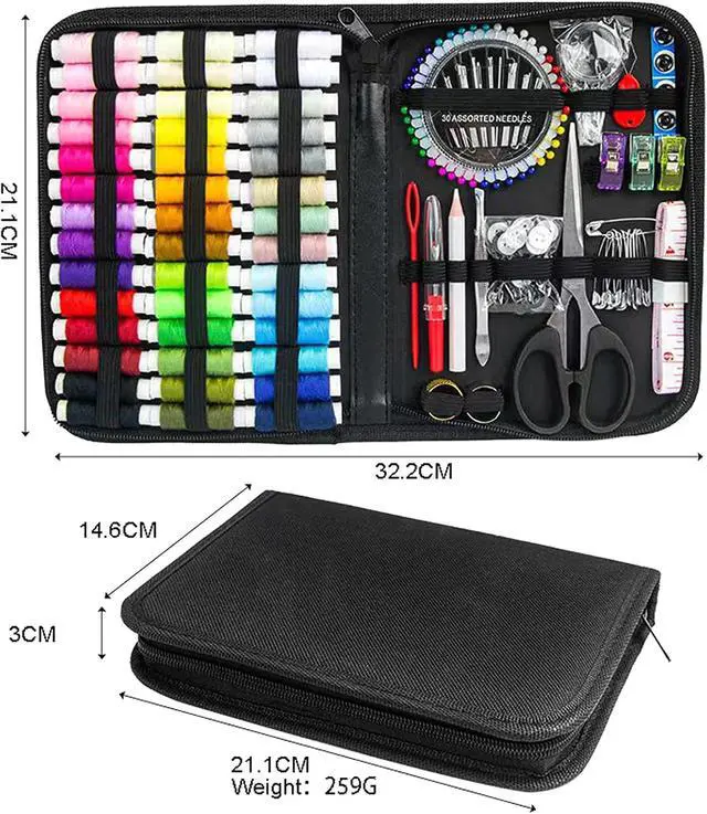 Alt view image 7 of 7 - JUNING Sewing Kit with Black Case Portable Sewing Supplies for for Mom Grandma Women Men Teen Girls Boys Adults Beginner, Home Travel, Emergency, 42 Threads, Scissors, Needles, Measuring Tape and More