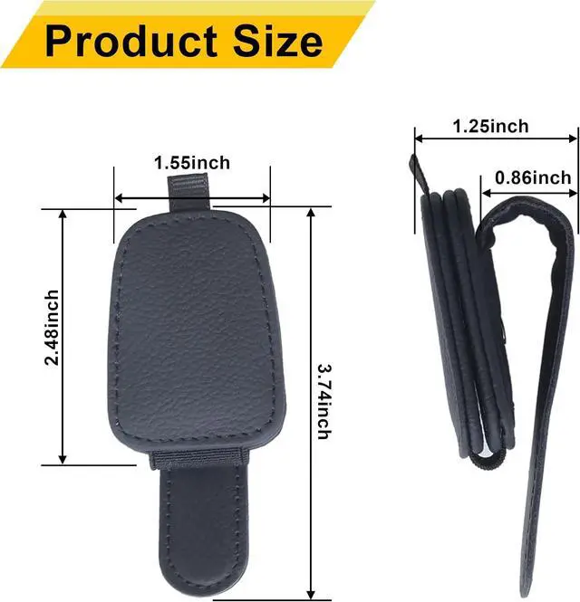Alt view image 7 of 7 - Yuoyar Magnetic Leather Sunglasses Holder for Car, 2 Packs (Black) | Magnetic Car Visor Accessories