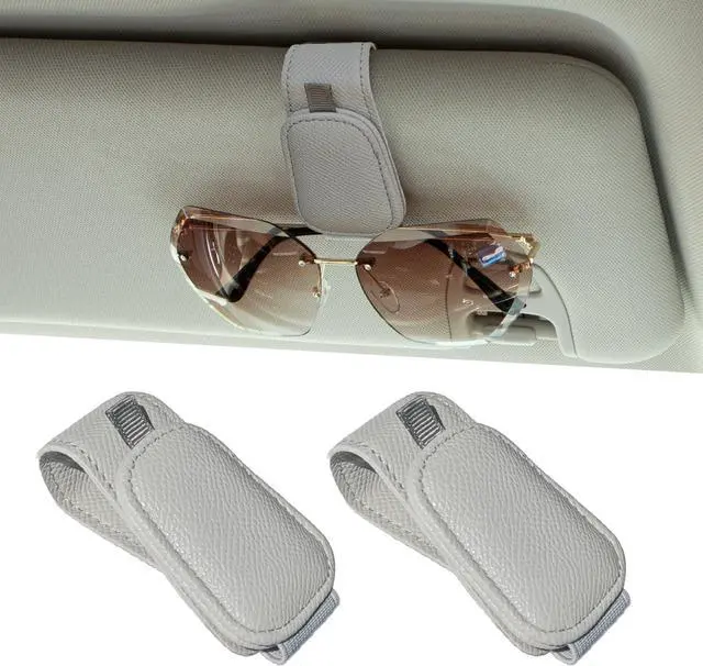 Main image of Yuoyar 2 Packs Magnetic Sunglass Holder for Car Visor (Grey) | Magnetic Interior Car Accessories