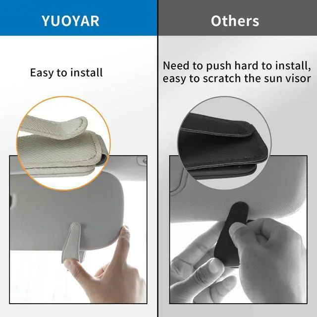 Alt view image 3 of 7 - Yuoyar 2 Packs Magnetic Sunglass Holder for Car Visor (Grey) | Magnetic Interior Car Accessories