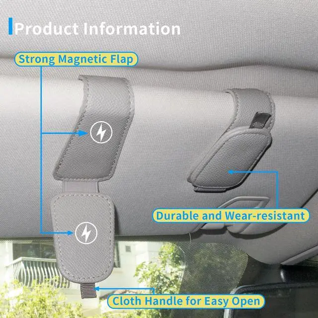 Alt view image 4 of 7 - Yuoyar 2 Packs Magnetic Sunglass Holder for Car Visor (Grey) | Magnetic Interior Car Accessories