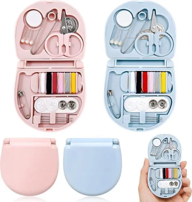 Main image of 2 Pack Mini Sewing Kit, Portable Travel Sewing Kit with Needles,Threads, Scissors,Buttons & Needle Threader,Small Emergency Sewing Repair Kit for Home, Travel, Office, Dorm & Beginners
