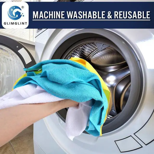 Alt view image 6 of 7 - GLIMGLINT Microfiber Cleaning Cloth, 12 Pack Towels for Cars 14 X12 Inch | High Absorbent & Lint Free Shop Rags Bulk, All-Purpose Car Cleaning Towels for Cars, Kitchen, Restaurant, Garage, Multicolor