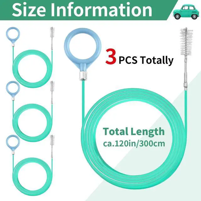 Alt view image 2 of 7 - 3 PCS Sunroof Drain Cleaning Tool, 120 Inch Long Flexible Tube Kit | Auto Sunroof Cleaning Brush. Drain Brush Pipe Cleaners. Ideal for Car Sunroof Windshield Wiper Drain Hole