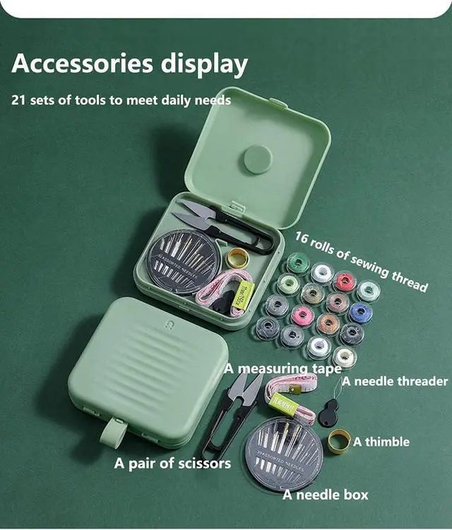 Alt view image 5 of 7 - Small Sewing kit Travel Size, Mini Sewing Kits Storage-Box Gifts for Adults, Beginners DIY Easy Embroidery Thread Needle Accessories,Home and Hand Sewing Supplies, Basic Emergency Needle case (Blue)
