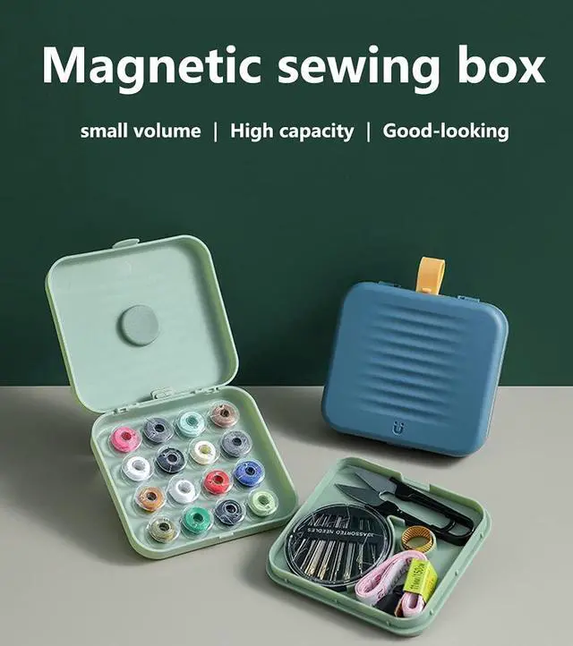 Alt view image 6 of 7 - Small Sewing kit Travel Size, Mini Sewing Kits Storage-Box Gifts for Adults, Beginners DIY Easy Embroidery Thread Needle Accessories,Home and Hand Sewing Supplies, Basic Emergency Needle case (Blue)