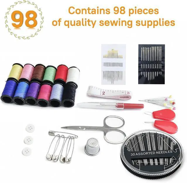 Alt view image 3 of 7 - Woosuke 92Pcs Hand Sewing Kit for Adults and Beginners, Complete Needle and Thread Kit with Stainless Steel Needles, Scissors and Accessories, Ideal for Home, Travel, DIY, and Emergency Repairs