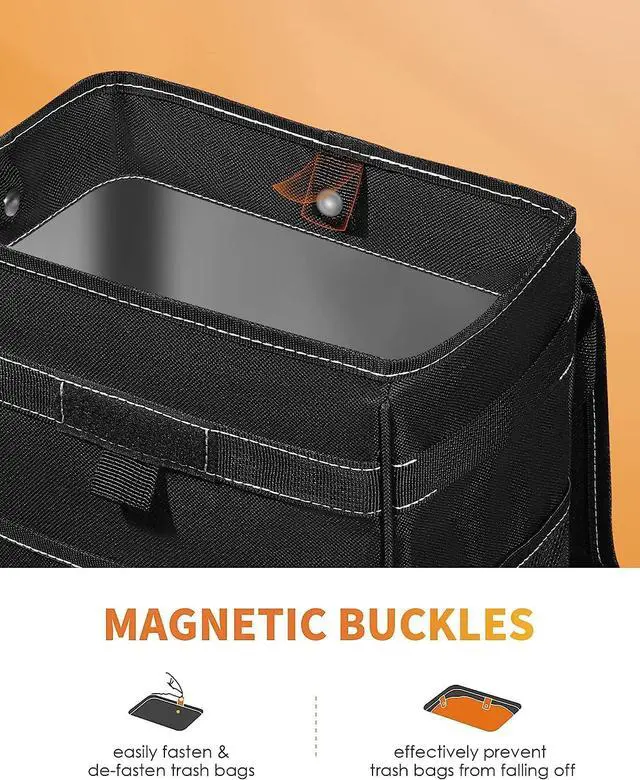 Alt view image 3 of 7 - HOTOR Car Trash Can, Leak-Proof Car Organizer, Black | 2-Gallon, Storage Bag for Back, Front or Console of Cars, Sedans, SUVs & Trucks, Easy-to-Install Car Accessory for Interior