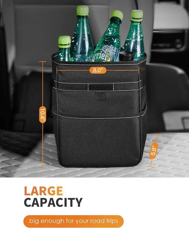 Alt view image 6 of 7 - HOTOR Car Trash Can, Leak-Proof Car Organizer, Black | 2-Gallon, Storage Bag for Back, Front or Console of Cars, Sedans, SUVs & Trucks, Easy-to-Install Car Accessory for Interior