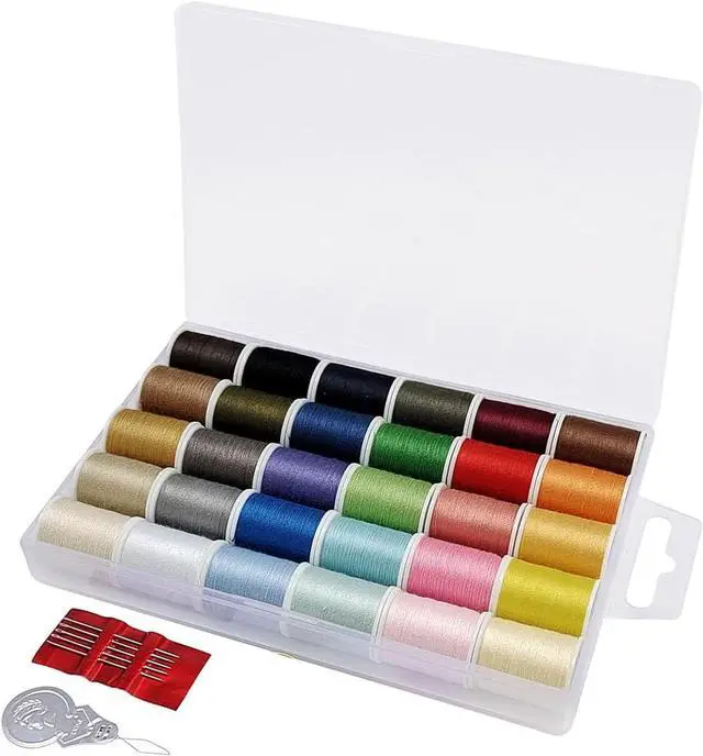 Main image of Polyester Sewing Thread Set, 30 Colors, Mini Spools of 50 Yards Each. The Sewing Kit Includes 1 Pack of Sewing Needles and 1 Threading Tool, Suitable for Both Hand Sewing and Machine Sewing