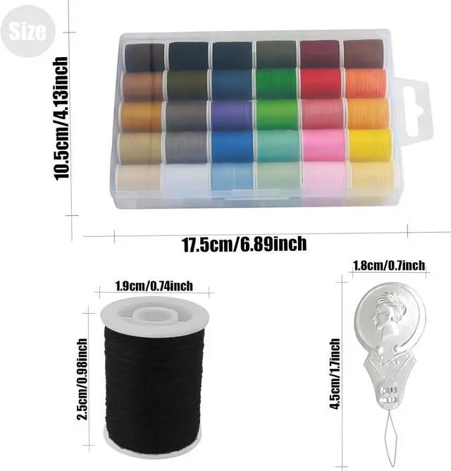 Alt view image 2 of 7 - Polyester Sewing Thread Set, 30 Colors, Mini Spools of 50 Yards Each. The Sewing Kit Includes 1 Pack of Sewing Needles and 1 Threading Tool, Suitable for Both Hand Sewing and Machine Sewing