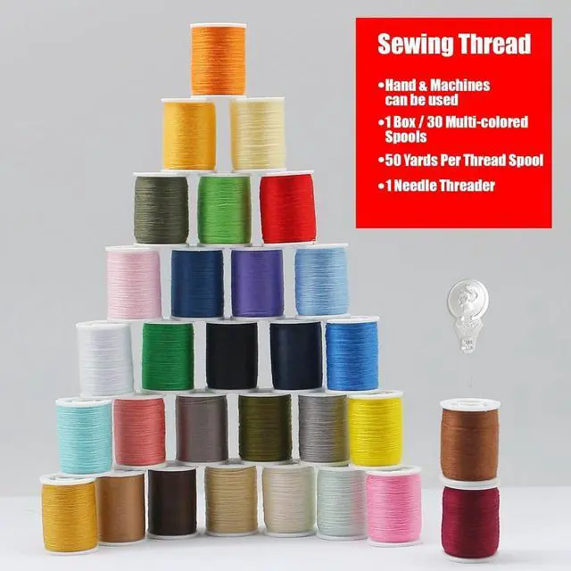 Alt view image 3 of 7 - Polyester Sewing Thread Set, 30 Colors, Mini Spools of 50 Yards Each. The Sewing Kit Includes 1 Pack of Sewing Needles and 1 Threading Tool, Suitable for Both Hand Sewing and Machine Sewing