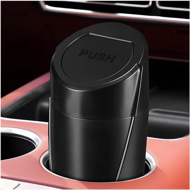 Main image of Wevdn Car Trash Can Bin with Lid, Mini Leakproof Vehicle Side Door Cup Holder Trash Can with Lid, Multipurpose Organizer Portable Garbage Bin for Cup Holder Car Home Office (Black)