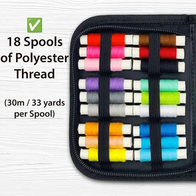 Alt view image 4 of 7 - Vellostar Mini Hand Sewing Kit for Adults, Small Travel Case, 18 Threads | This travel sewing kit adds a needle threader, seam ripper, safety pins and measuring tape, not just thread and needles