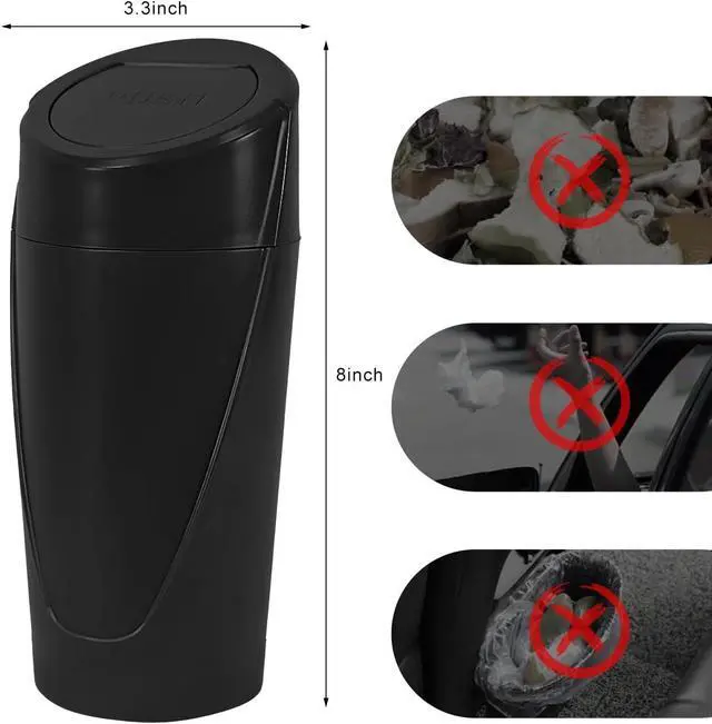 Alt view image 2 of 6 - Wevdn Car Trash Can Bin with Lid, Mini Leakproof Vehicle Side Door Cup Holder Trash Can with Lid, Multipurpose Organizer Portable Garbage Bin for Cup Holder Car Home Office (Black)