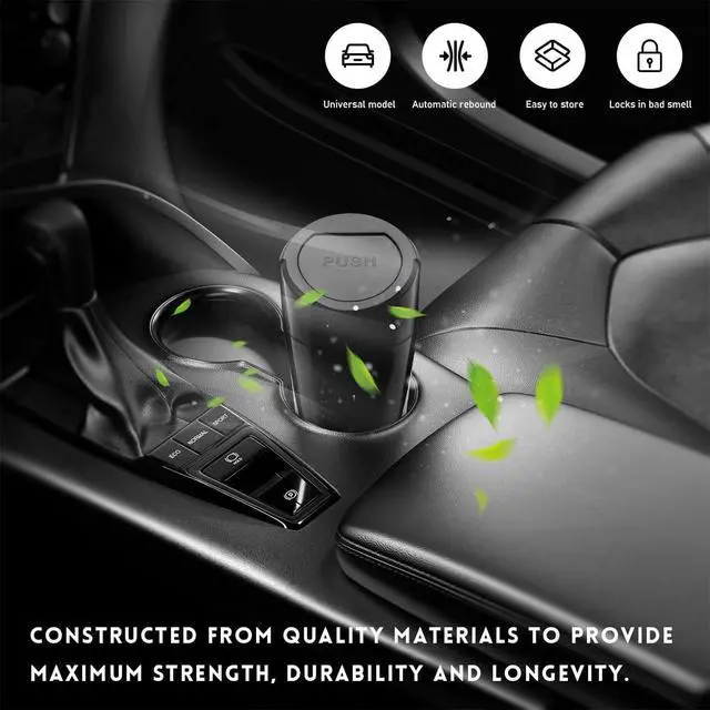 Alt view image 5 of 6 - Wevdn Car Trash Can Bin with Lid, Mini Leakproof Vehicle Side Door Cup Holder Trash Can with Lid, Multipurpose Organizer Portable Garbage Bin for Cup Holder Car Home Office (Black)