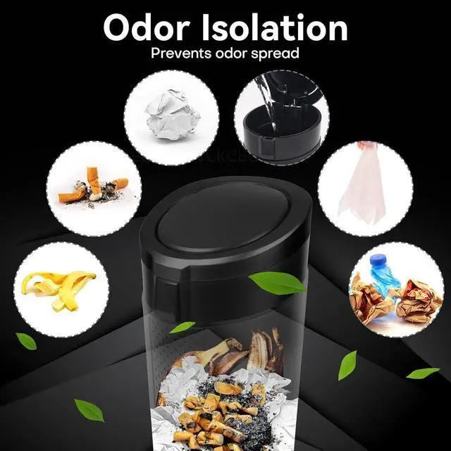 Alt view image 4 of 7 - Car Trash Can Bin with Lid - Mini Car Garbage Can Cup Holder-Black Small Leakproof Vehicle Trash Garbage Can Bin-Automotive Car Organizers and Storage for Back Seat SUV Truck Accessories