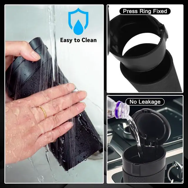Alt view image 5 of 7 - Car Trash Can Bin with Lid - Mini Car Garbage Can Cup Holder-Black Small Leakproof Vehicle Trash Garbage Can Bin-Automotive Car Organizers and Storage for Back Seat SUV Truck Accessories