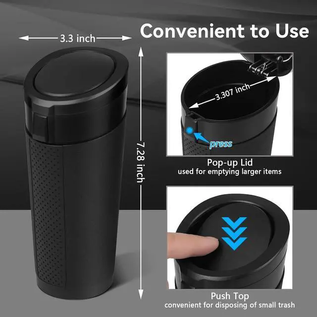 Alt view image 6 of 7 - Car Trash Can Bin with Lid - Mini Car Garbage Can Cup Holder-Black Small Leakproof Vehicle Trash Garbage Can Bin-Automotive Car Organizers and Storage for Back Seat SUV Truck Accessories