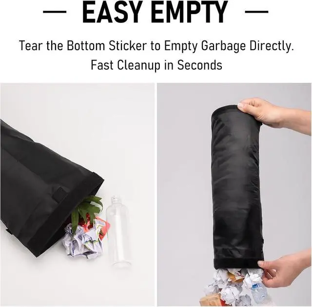Alt view image 6 of 7 - 2 PCS Car Trash Bag, Washable, Easy Hanging Car Garbage Bag | Detachable Car Trash Can with Elastic Top Opening & Sticky Strap Bottom Opening, Ideal for Vehicles, Travel & Outdoor Use