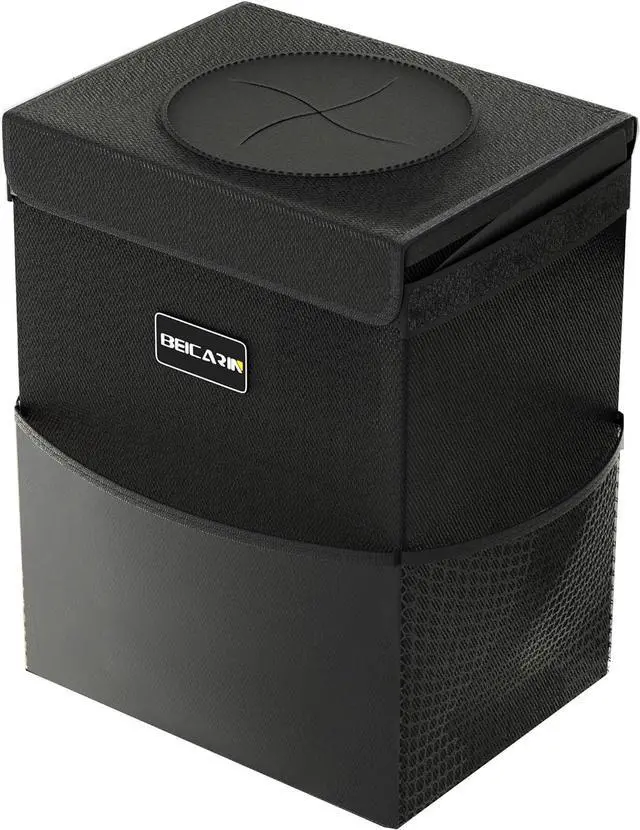 Main image of Beicarin Car Trash Can with Lid - Trash Bag Hanging with Storage Pockets Leak-Proof Organizer Collapsible and Portable Waterproof Garbage Bin, 2.2 Gallons Multipurpose Trash Bin for Car