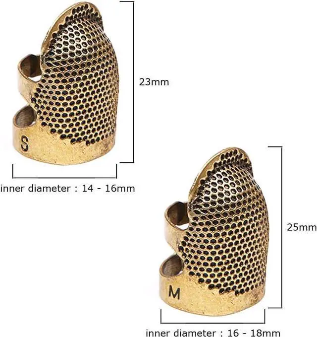 Alt view image 2 of 6 - 4 Pack Sewing Thimble Finger Protector, Adjustable Finger Metal Shield Protector Pin Needles Sewing Quilting Craft Accessories DIY Sewing Tools Needlework(2 Sizes)