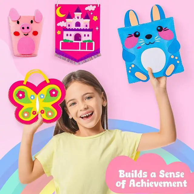 Alt view image 6 of 7 - MGparty My First Sewing Kit for Kids - 8 Easy DIY Sewing Crafts with Bunny Pillow & Unicorn Wind Chime, Beginner Learn-to-Sew Craft Set for Girls & Boys Ages 5+, Screen-Free Educational Gift