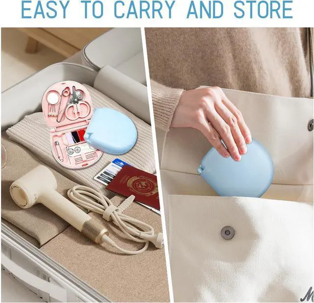 Alt view image 6 of 7 - 2PCS Mini Travel Sewing Kits,Blue & Pink Portable DIY Sewings Repair Box Kit,Small Sewing Tool Kit with DIY Hand Sewing Needles Threads Scissors (2 Pcs(Blue & Pink))