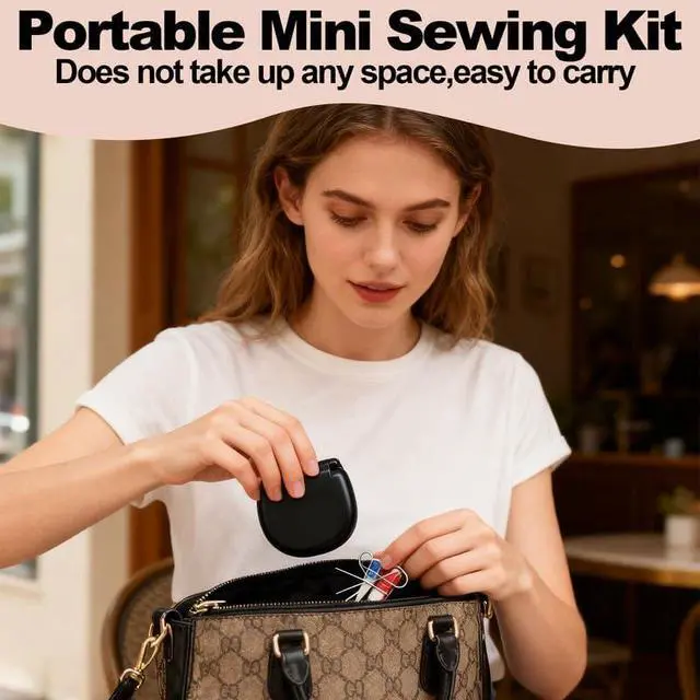 Alt view image 3 of 6 - Reroon 2 Pack Mini Travel Sewing Kit for Adult & Kid | Portable Sewing Box Kit Bulk | Small Emergency Repair Set with Thread Scissors Needle for Travel, Beginner DIY Handcraft | Black