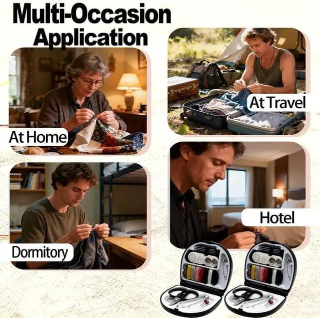 Alt view image 6 of 6 - Reroon 2 Pack Mini Travel Sewing Kit for Adult & Kid | Portable Sewing Box Kit Bulk | Small Emergency Repair Set with Thread Scissors Needle for Travel, Beginner DIY Handcraft | Black