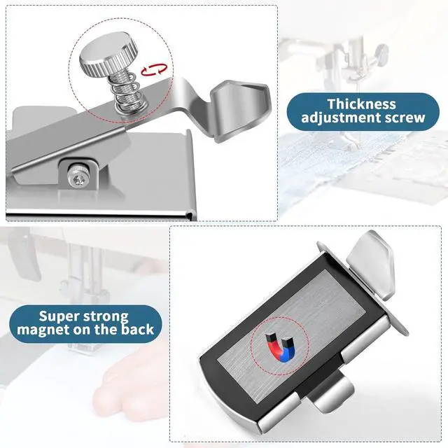 Alt view image 2 of 7 - TIGARI Magnetic Seam Guide for Sewing Machine, Magnetic Sewing Guide with Clip, Multifunctional Ruler, Hemmer Guide, Seam Guide, Hem Guide for Walking Foot Sewing Machine, Sewing Supplies Accessories