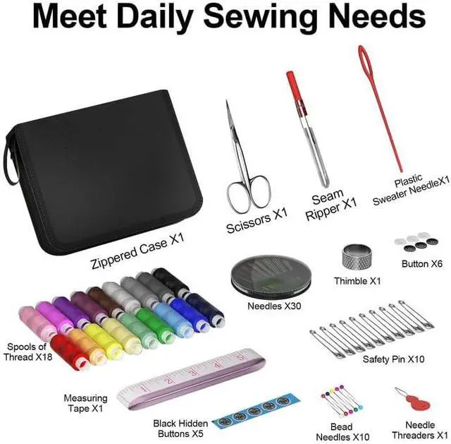 Alt view image 2 of 7 - MIXCOOL Sewing Kit for Adults, Beginners, Needle and Thread Kit, Portable Sewing Supplies, Contains Thread, Scissor, Needles, Measuring Tape