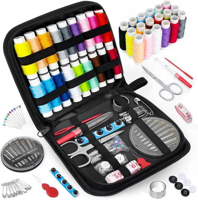 Main image of MIXCOOL Sewing Kit for Adults, Beginners, Needle and Thread Kit, Portable Sewing Supplies, Contains Thread, Scissor, Needles, Measuring Tape