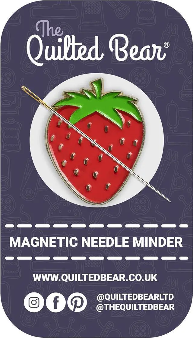 Main image of The Quilted Bear Magnetic Needle Minder, Strawberry | Enamel Needle Keeper for Embroidery & Cross Stitch, Secure Holder for Sewing Needles & Pins, Strong Magnet, Sewing Accessory