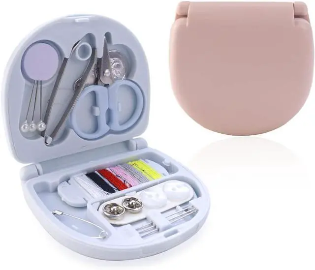 Main image of 2 Pack Mini Travel Sewing Kit Emergency Repair with Plastic Case | Min, DIY Supplies, Portable Tool Kits, Plastic Box, Beginner Friendly, Threads, Scissors, Hand Needles, Emergency Repair