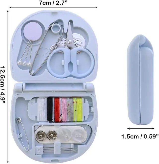 Alt view image 2 of 7 - 2 Pack Mini Travel Sewing Kit Emergency Repair with Plastic Case | Min, DIY Supplies, Portable Tool Kits, Plastic Box, Beginner Friendly, Threads, Scissors, Hand Needles, Emergency Repair
