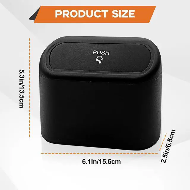 Alt view image 2 of 7 - Car Trash Can, Mini Portable Car Bin with Lid & with 1 Roll Trash Bag, Leakproof Hanging Cars Storage Bag Container for Car, Home and Office (Black)