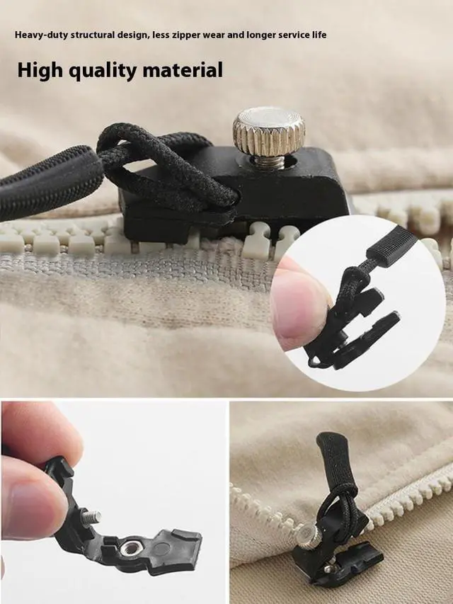 Alt view image 3 of 7 - Zipper Repair Kit, 12pcs 3 Different Size Replacement Zipper Quick Install Detachable Pulls Zip Heads, No Sewing Required, for Jackets, Luggage, Bags