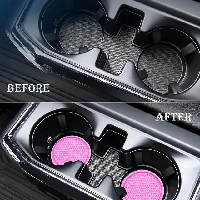 Alt view image 5 of 7 - 2PCS Car Cup Holder Coaster, Universal Auto Non-Slip Cup Holder Coaster, 2.75In Universal Non-Slip Recessed Car Interior Accessories (Pink)