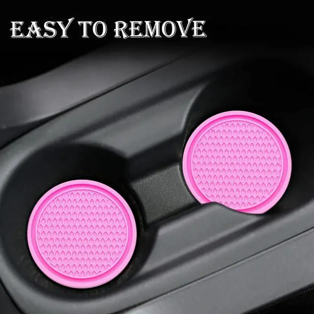 Alt view image 6 of 7 - 2PCS Car Cup Holder Coaster, Universal Auto Non-Slip Cup Holder Coaster, 2.75In Universal Non-Slip Recessed Car Interior Accessories (Pink)